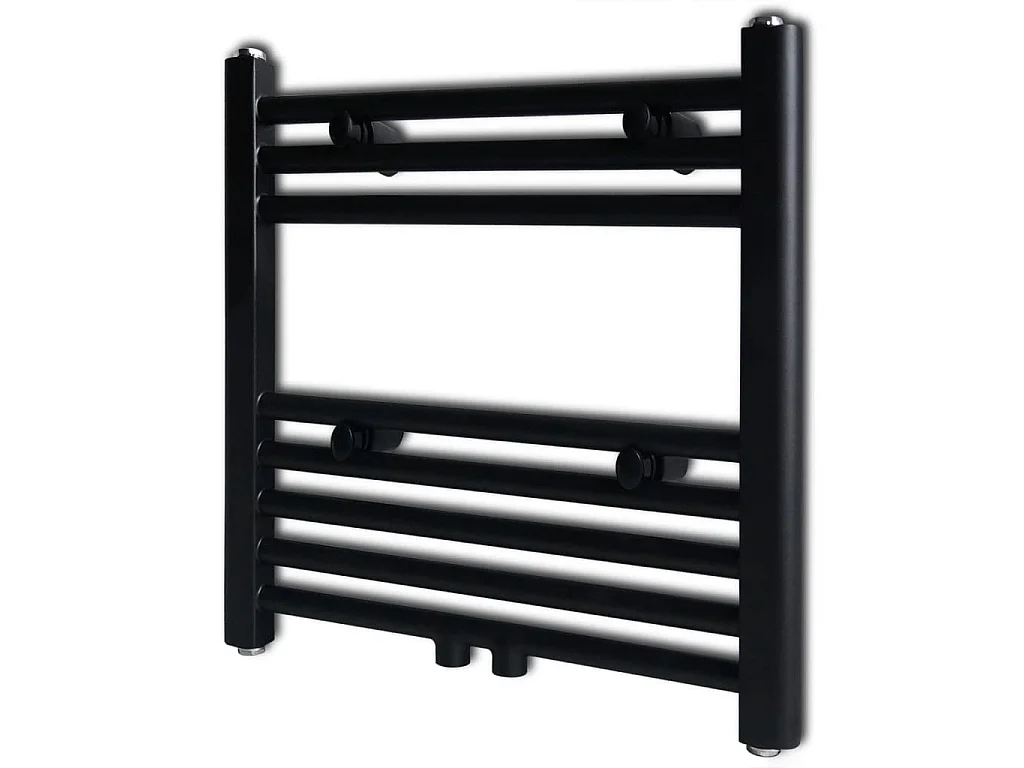 Sèche-serviettes eau chaude à rails droits noir 480 x 480 mm