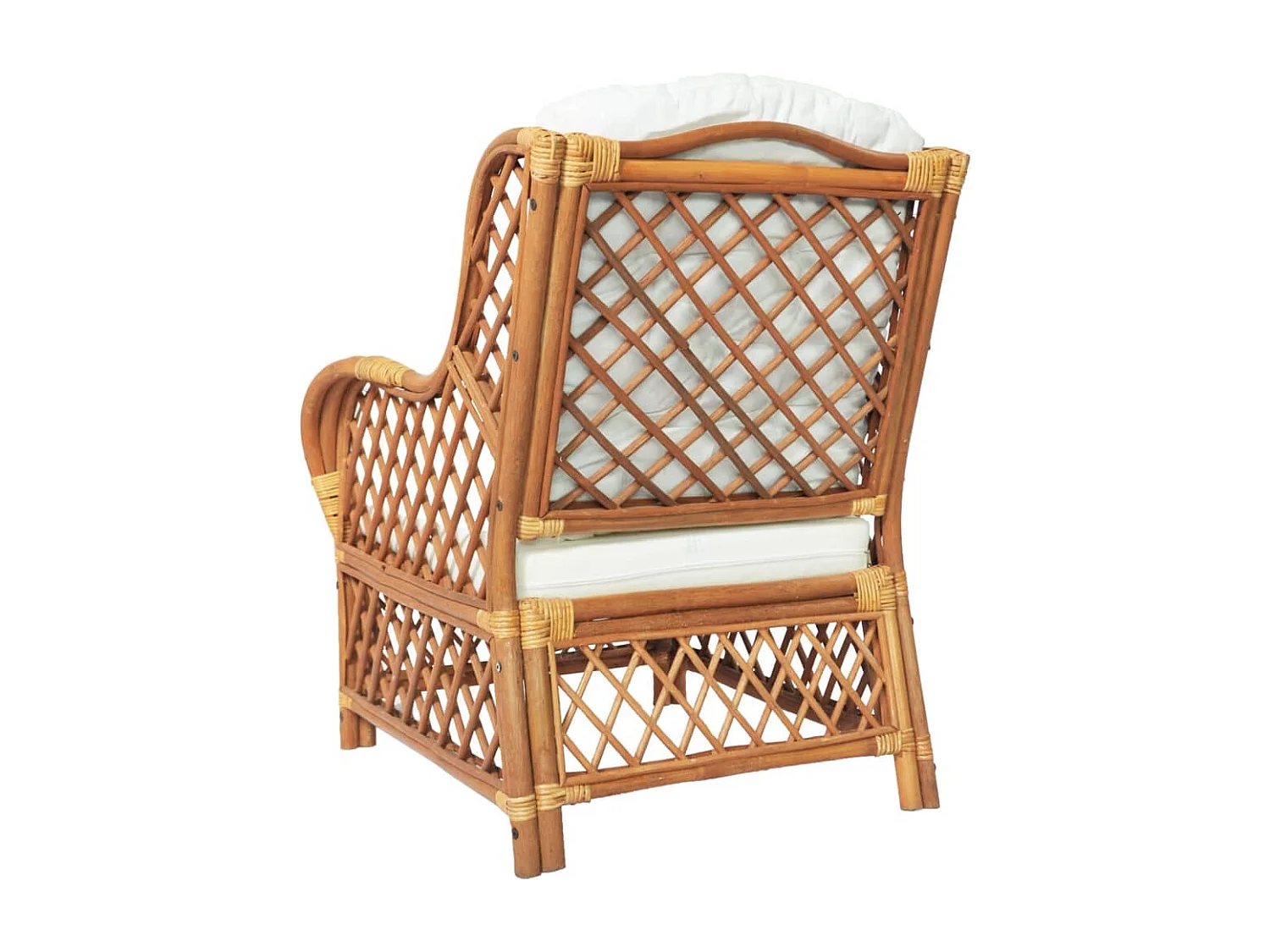 Sessel mit Kissen Hellbraun Rattan und Leinen