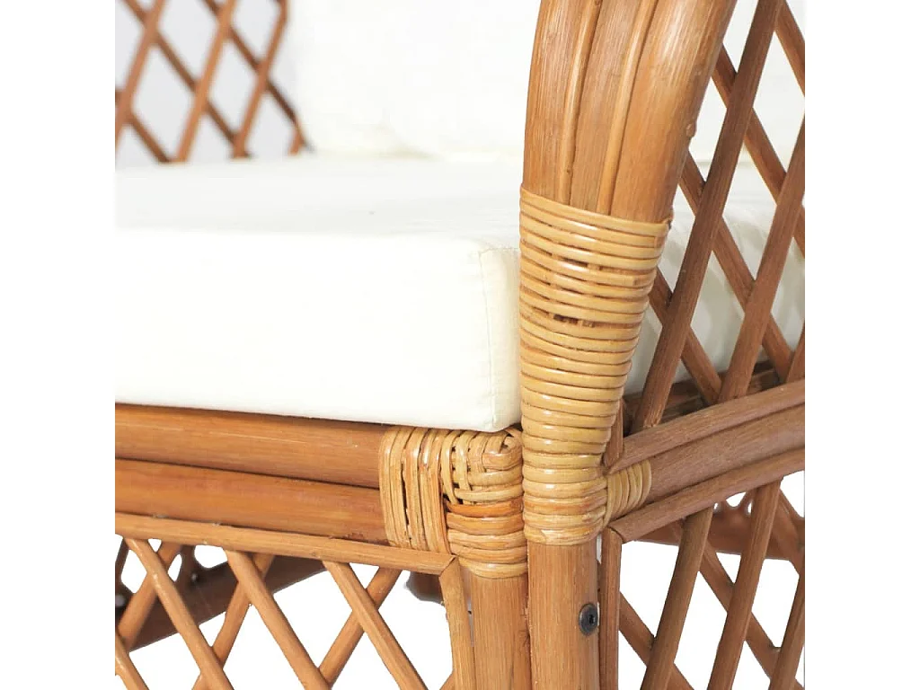 Sessel mit Kissen Hellbraun Rattan und Leinen