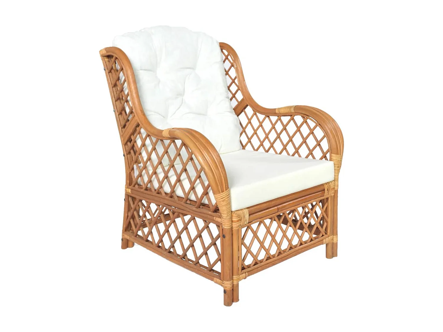 Canapé avec coussin Marron clair Rotin naturel et lin