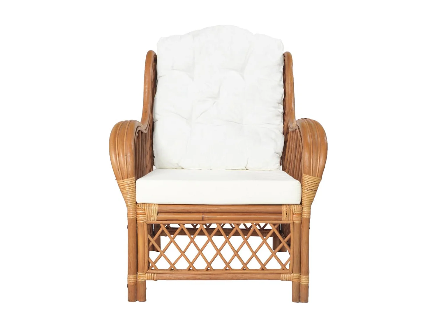 Canapé avec coussin Marron clair Rotin naturel et lin