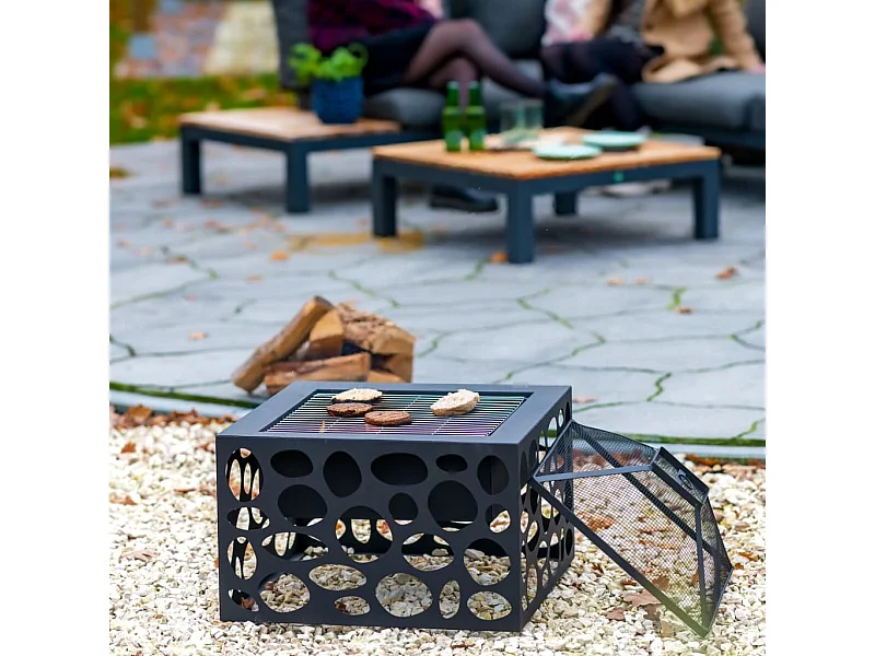 Foyer avec grille de barbecue Mikor Noir