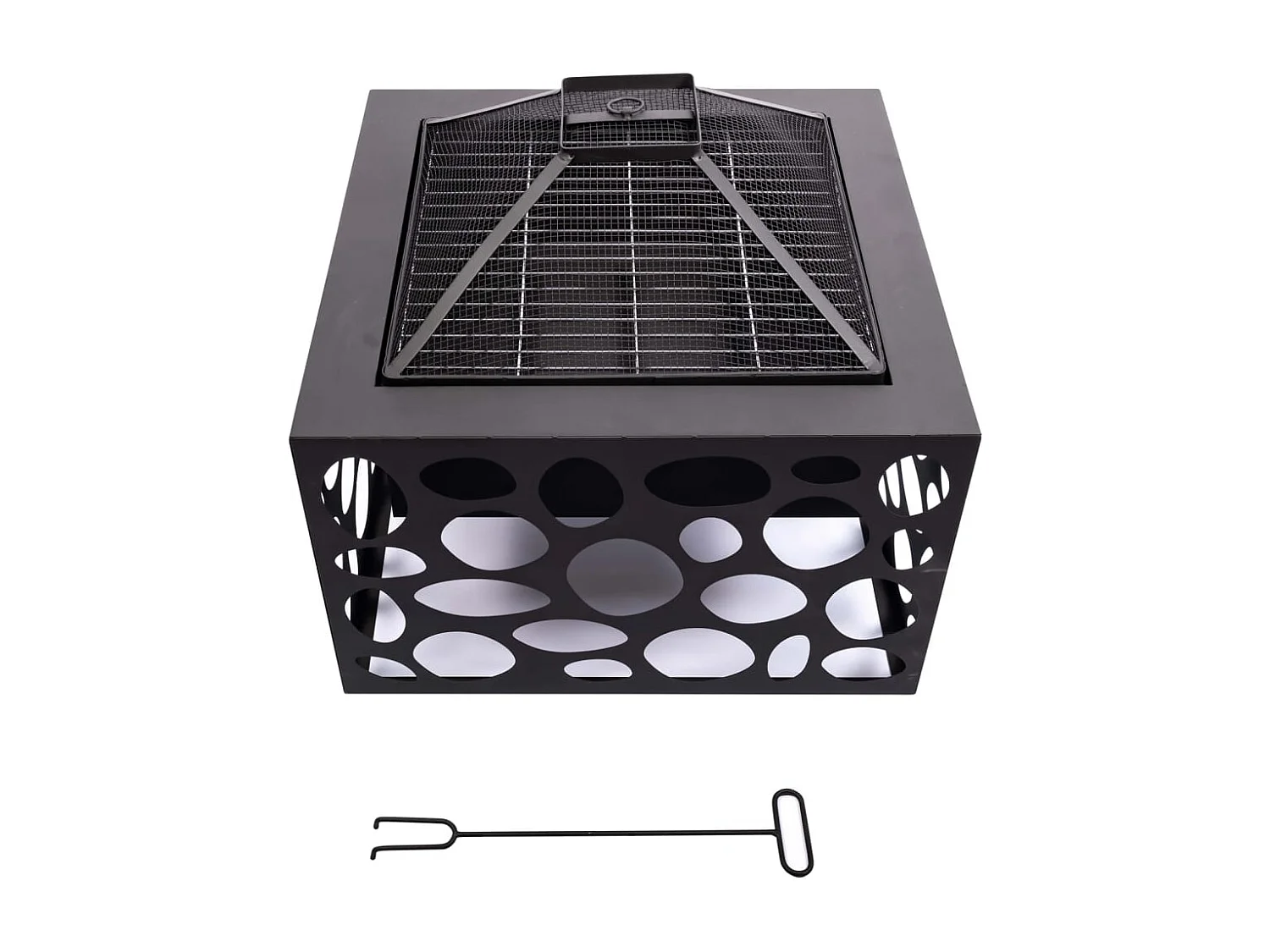 Foyer avec grille de barbecue Mikor Noir