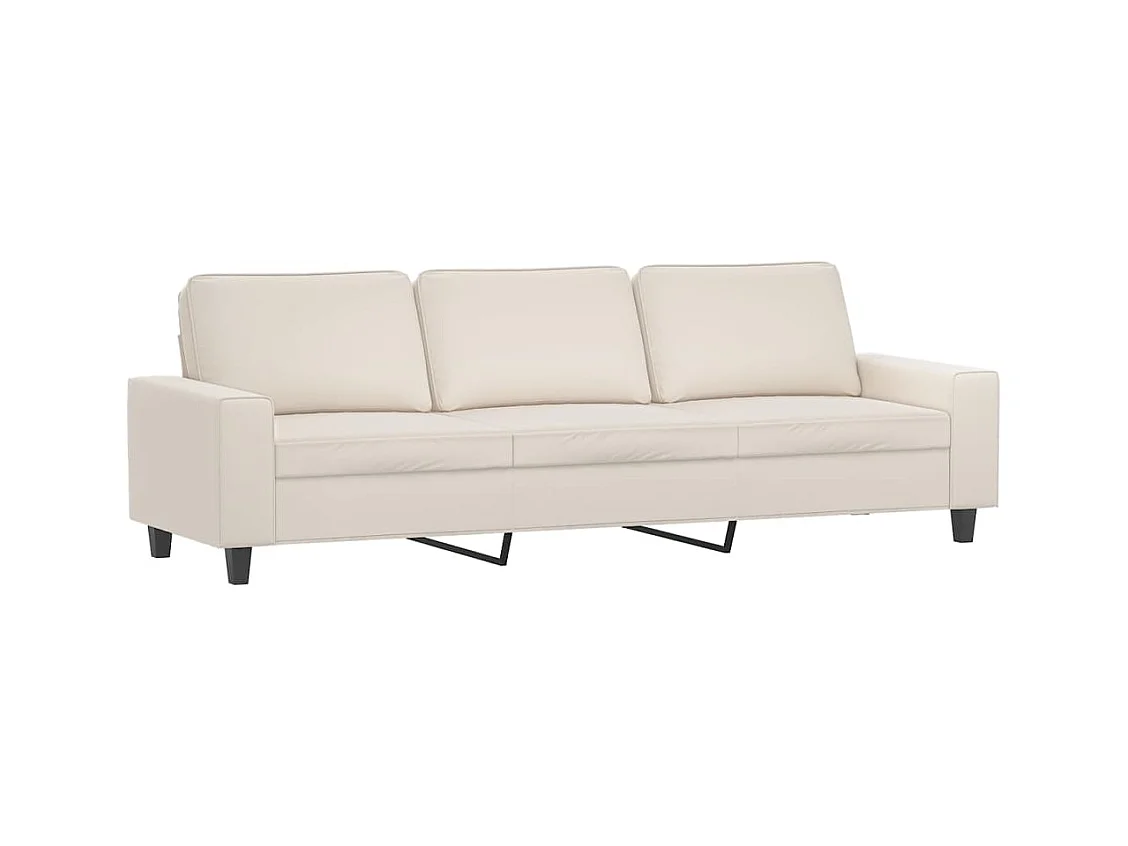 Divano a 3 Posti con Poggiapiedi Beige 210cm Tessuto Microfibra