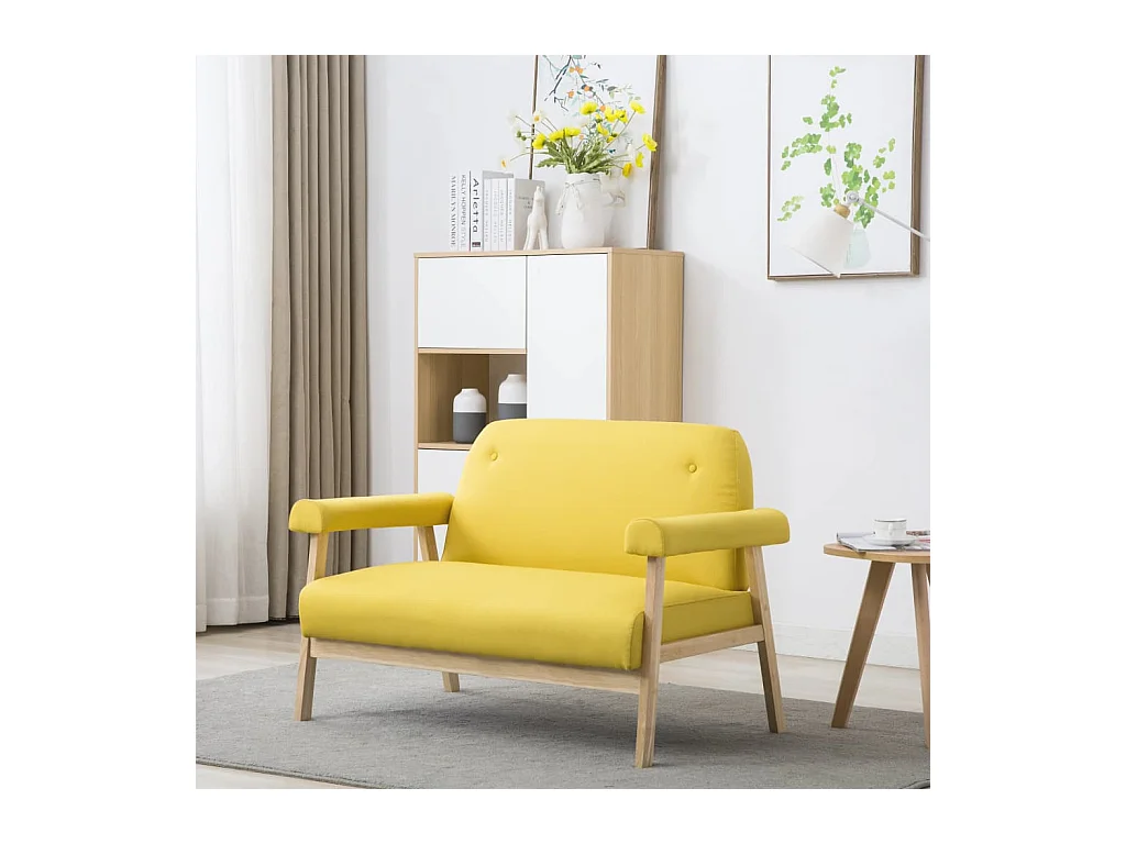 Canapé à 2 places Tissu Jaune