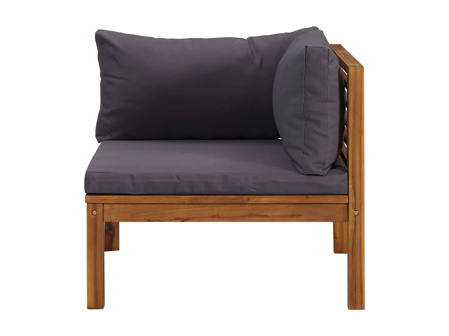 Sofá de esquina 2 uds madera maciza acacia cojines gris oscuro