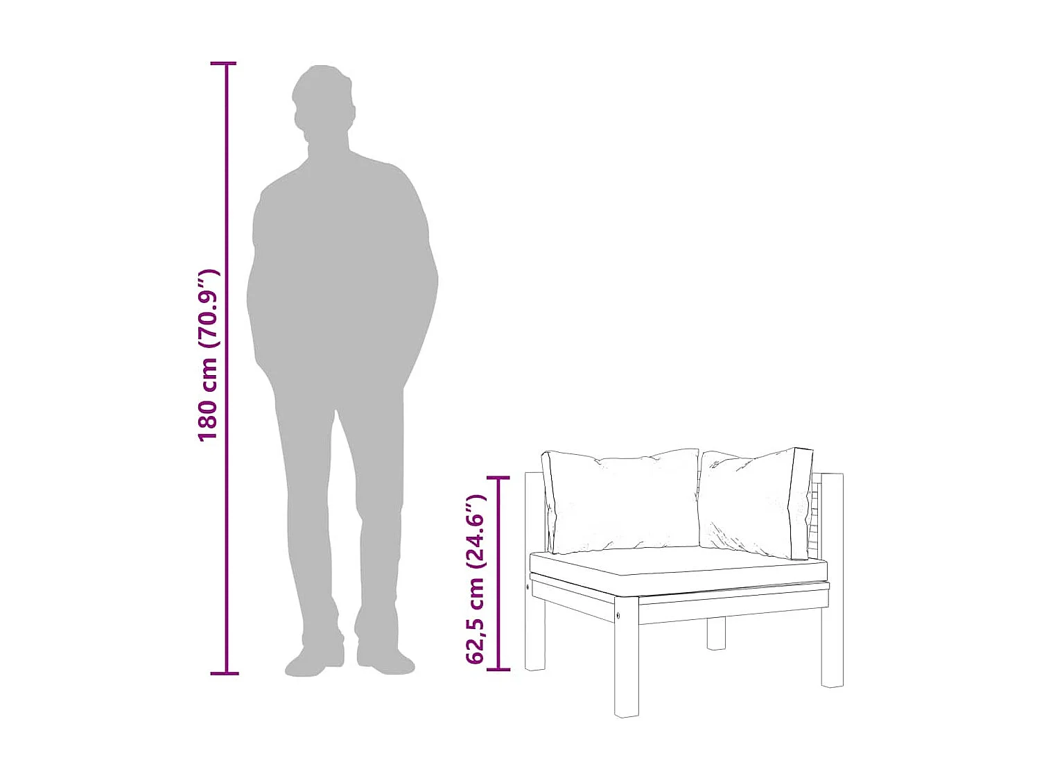 Sofá de esquina 2 uds madera maciza acacia cojines gris oscuro