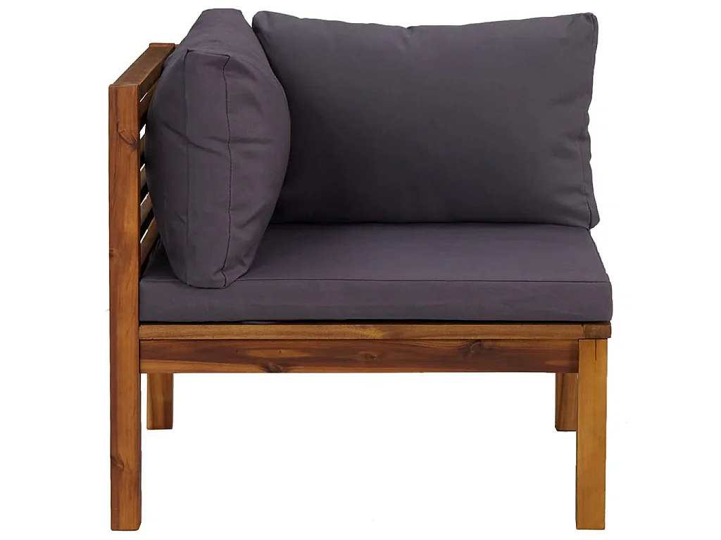 Hoekbanken 2 st met donkergrijze kussens massief acaciahout