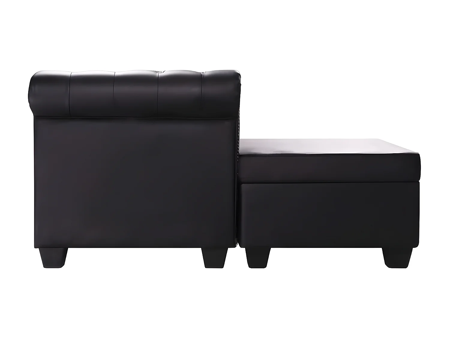 Canapé Chesterfield en forme de L cuir synthétique noir
