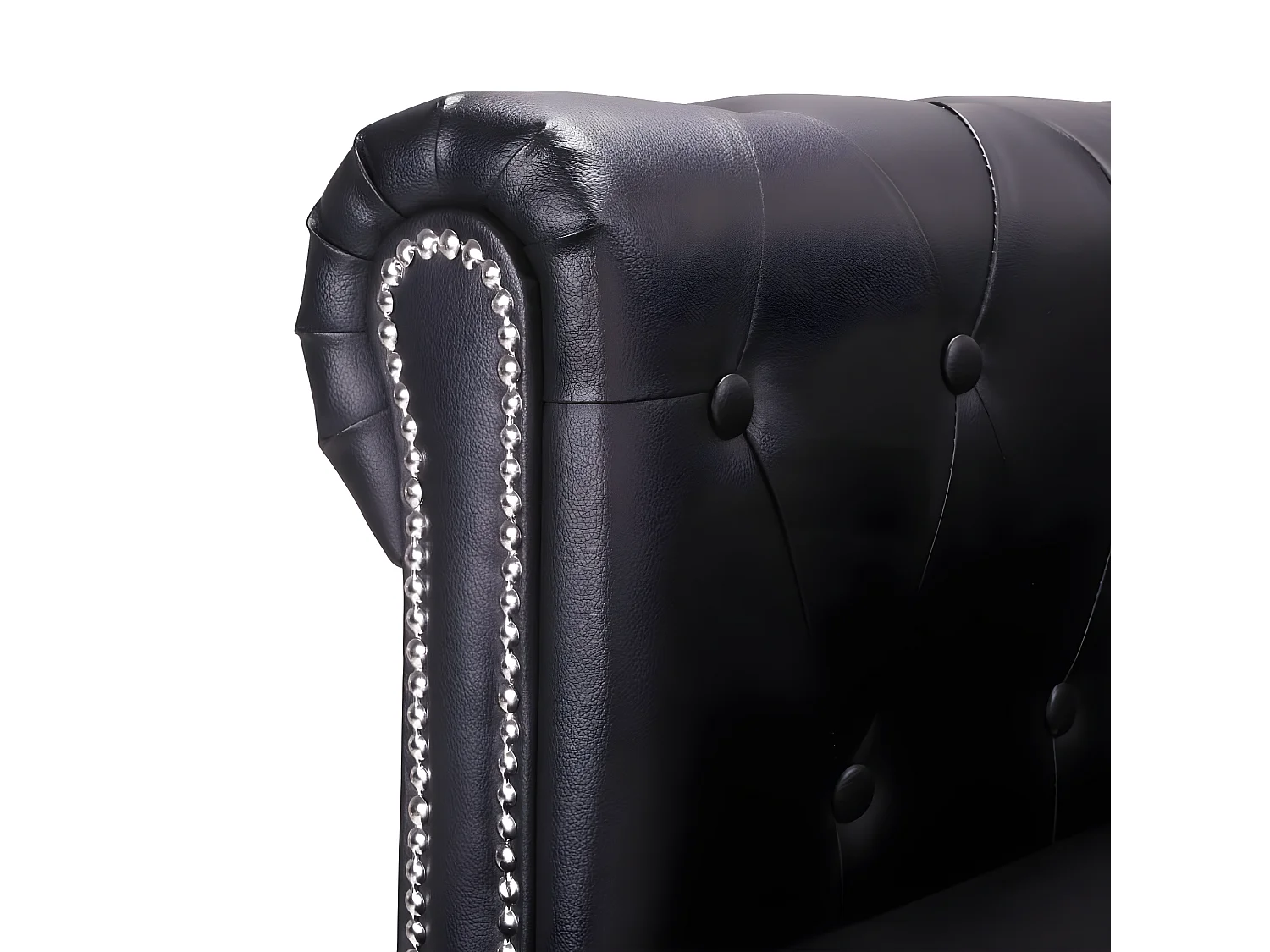 Canapé Chesterfield en forme de L cuir synthétique noir