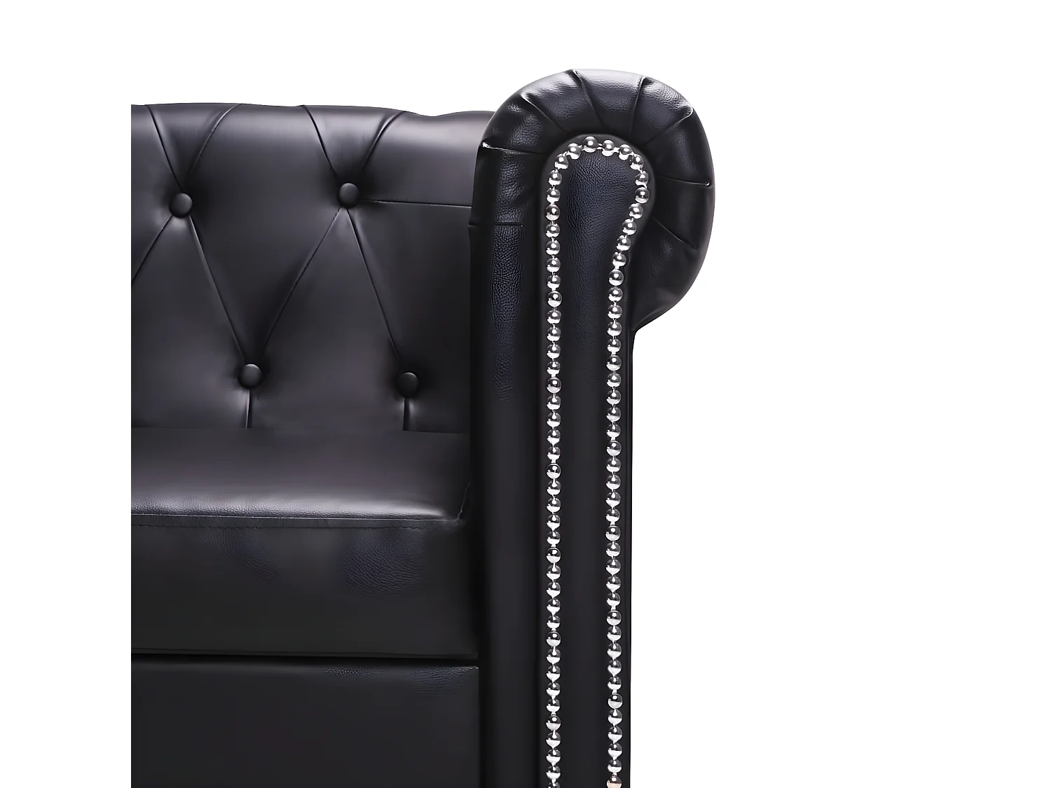 Canapé Chesterfield en forme de L cuir synthétique noir