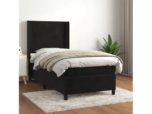 Kauf Unique Boxspringbett mit Matratze Schwarz 100x200 cm Samt