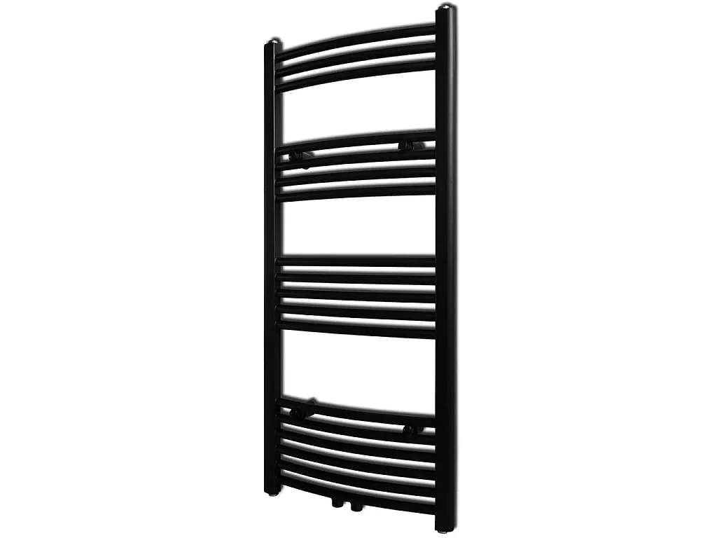 Sèche-serviettes eau chaude à rails incurvés noir 500 x 1160 mm