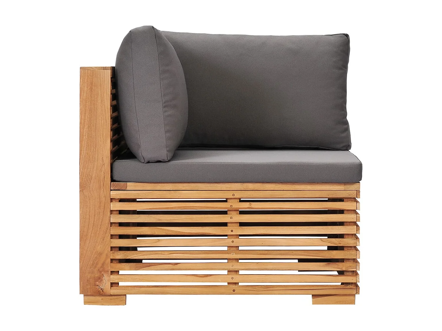 Canapé d'angle de jardin avec coussin gris Bois de teck solide