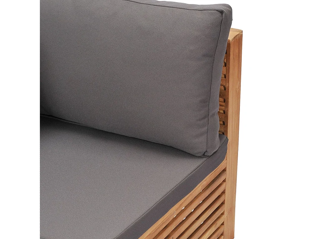 Canapé d'angle de jardin avec coussin gris Bois de teck solide