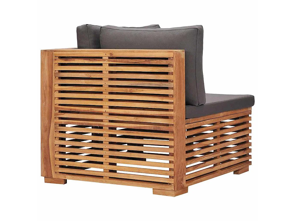 Canapé d'angle de jardin avec coussin gris Bois de teck solide