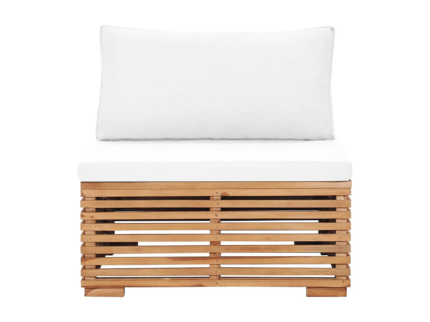 Garten-Mittelsofa mit Cremeweißer Auflage Massivholz Teak