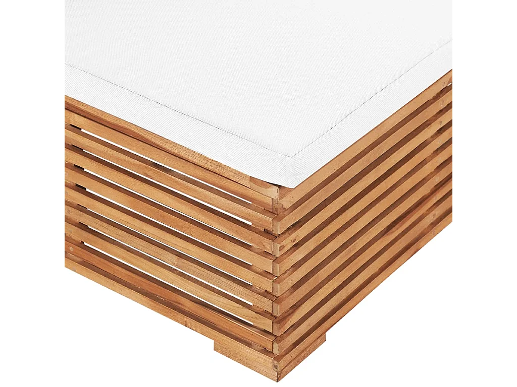 Canapé central de jardin avec coussin crème Bois de teck solide