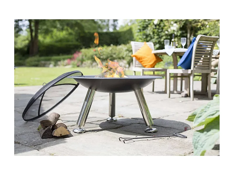 Chimenea de cuenco Chicago acero 75 cm negra 85013