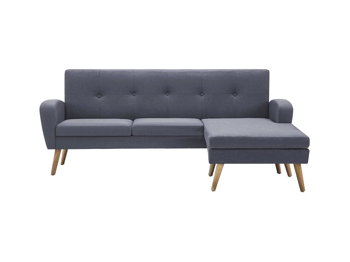 Sofá em tecido c/ forma de L 186x136x79 cm cinzento claro