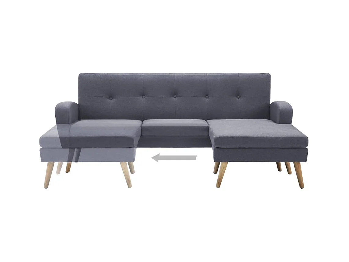 Sofá em tecido c/ forma de L 186x136x79 cm cinzento claro