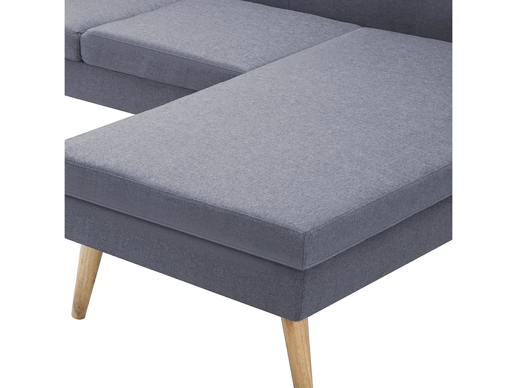 Sofá em tecido c/ forma de L 186x136x79 cm cinzento claro