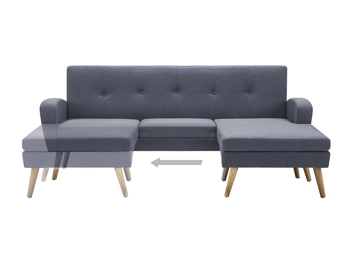 Sofá em tecido c/ forma de L 186x136x79 cm cinzento claro