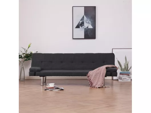 Kauf Unique Schlafsofa mit zwei Kissen Dunkelgrau Polyester