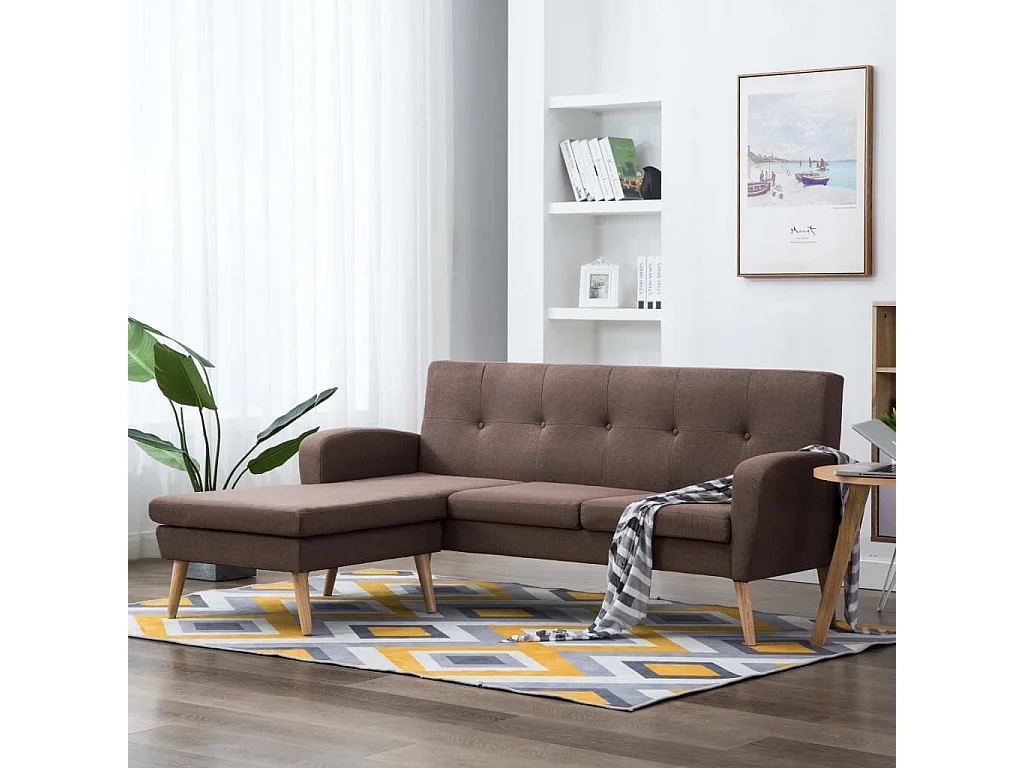 Canapé en forme de L revêtement en tissu 186x136x79 cm marron