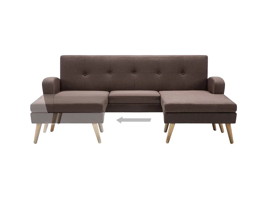 Canapé en forme de L revêtement en tissu 186x136x79 cm marron