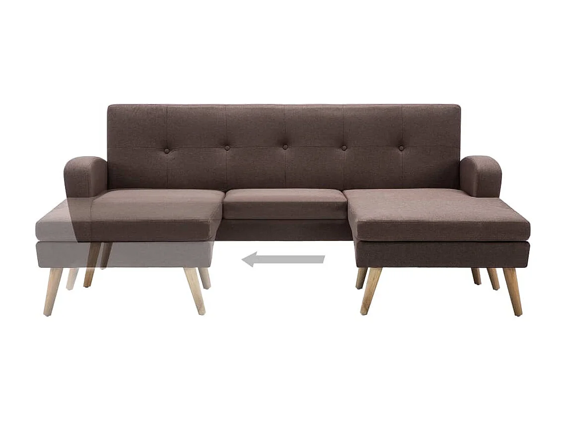 Divano a L con Rivestimento in Tessuto 186x136x79 cm Marrone