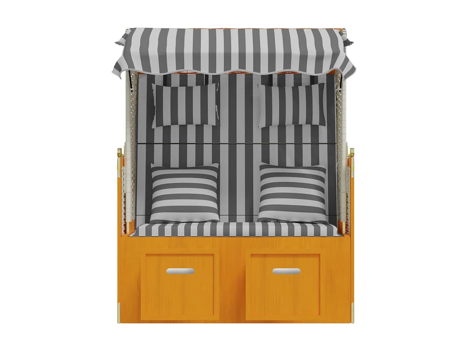 Strandkorb con Cuscini Polyrattan Legno Massello Bianco Grigio