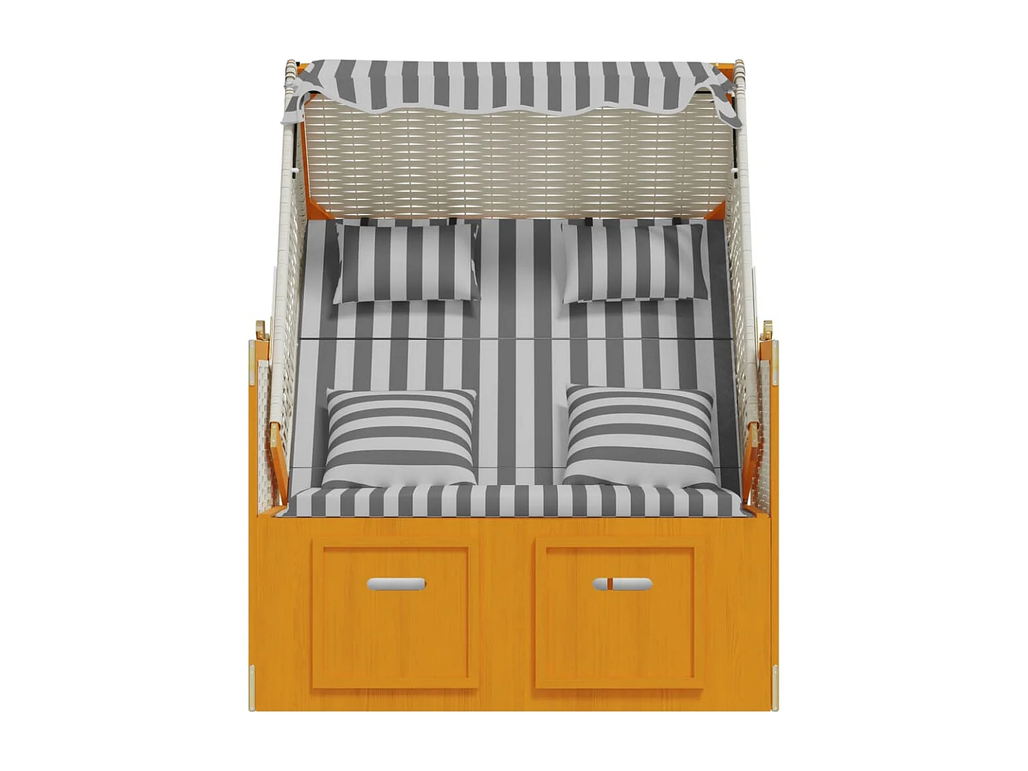 Strandkorb con Cuscini Polyrattan Legno Massello Bianco Grigio