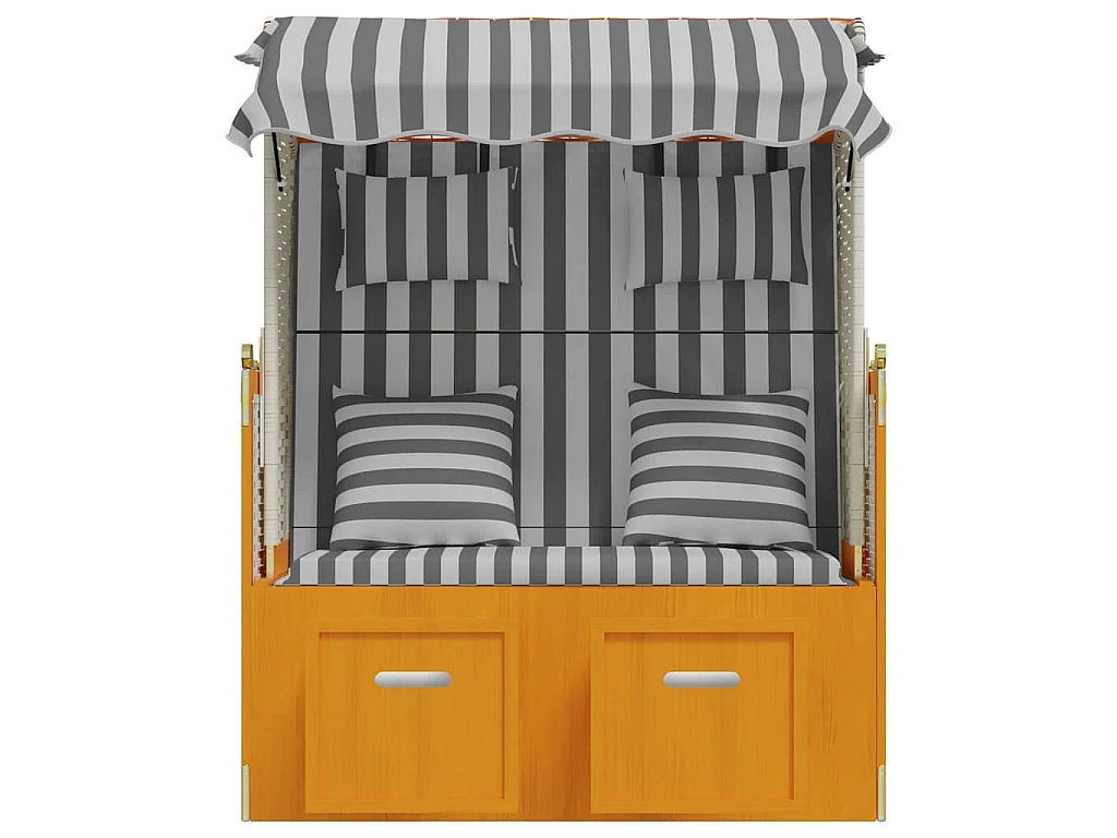 Strandkorb con Cuscini Polyrattan Legno Massello Bianco Grigio