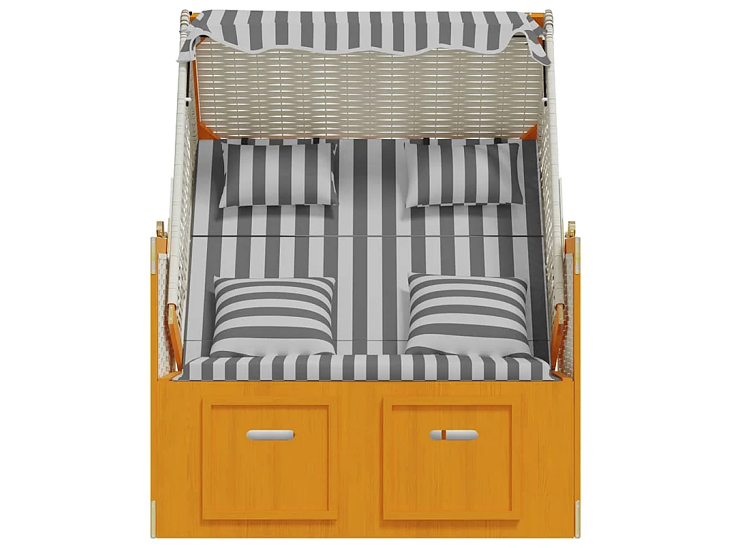 Strandkorb con Cuscini Polyrattan Legno Massello Bianco Grigio