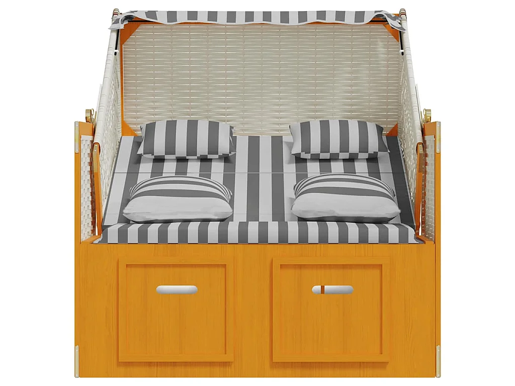 Strandkorb con Cuscini Polyrattan Legno Massello Bianco Grigio