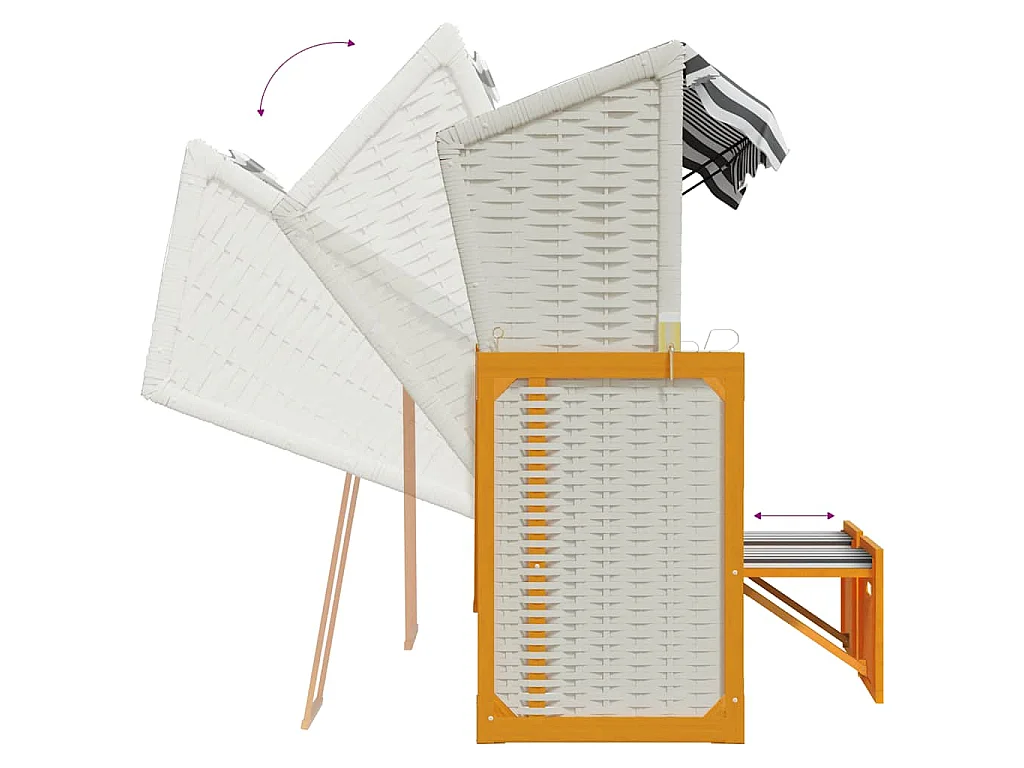 Strandkorb con Cuscini Polyrattan Legno Massello Bianco Grigio