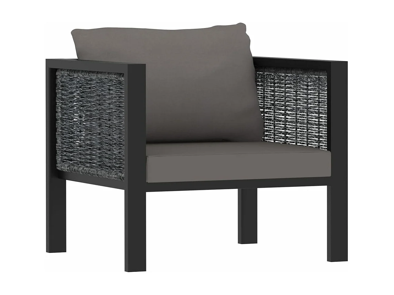 Canapé sectionnel avec coussin Résine tressée Anthracite