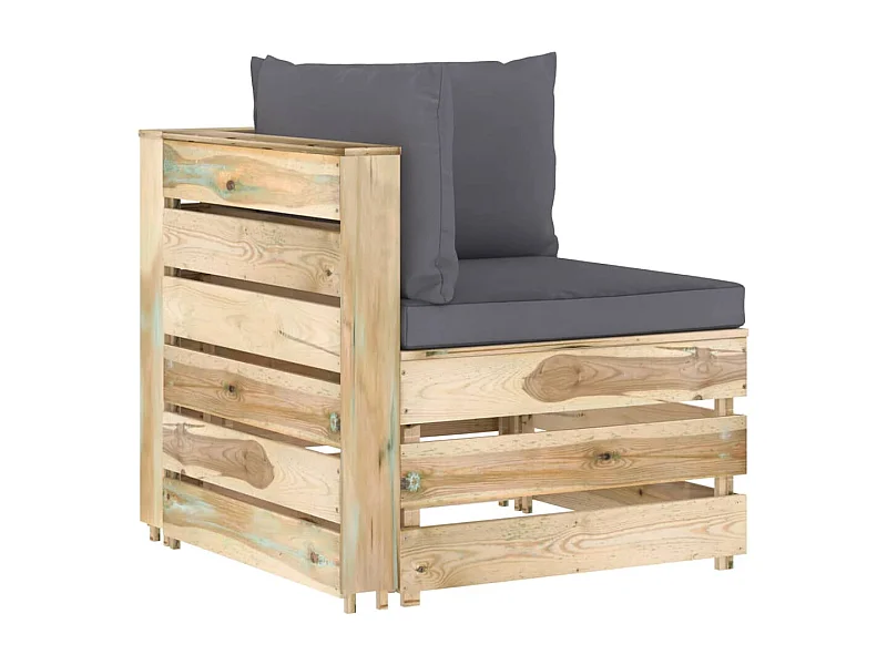 Modulares Ecksofa mit Kissen Grün Imprägniertes Holz