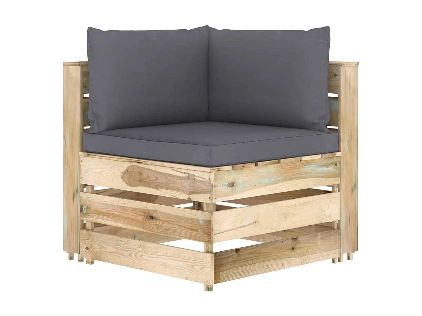 Modulares Ecksofa mit Kissen Grün Imprägniertes Holz