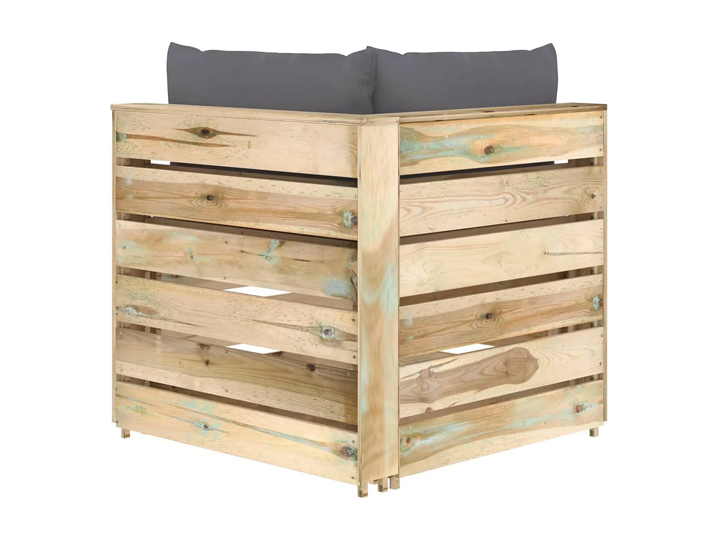 Modulares Ecksofa mit Kissen Grün Imprägniertes Holz