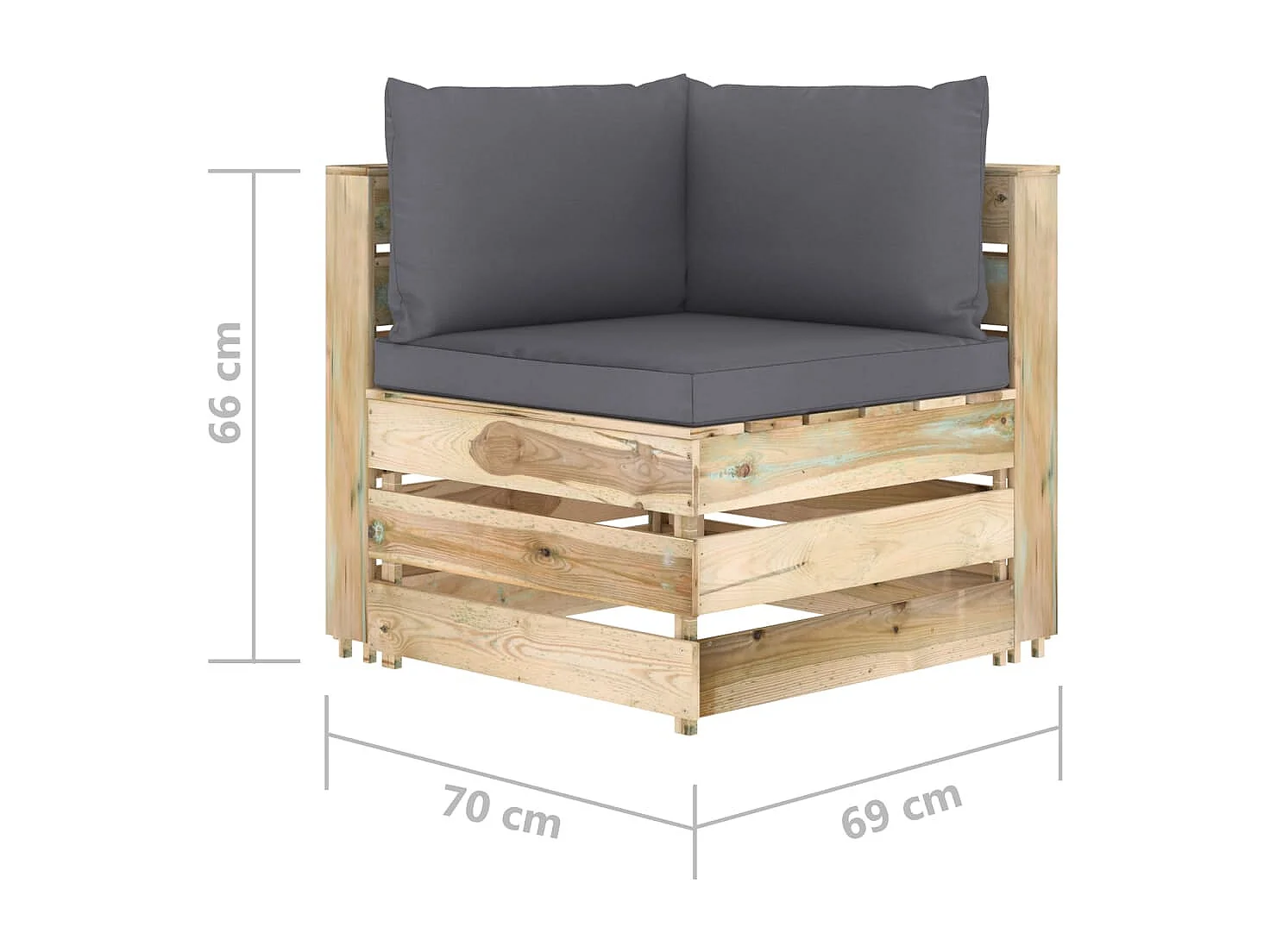 Modulares Ecksofa mit Kissen Grün Imprägniertes Holz