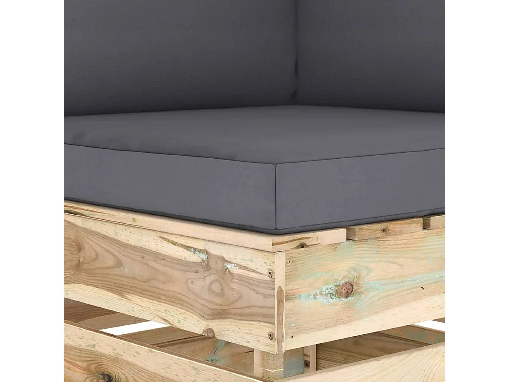 Modulares Ecksofa mit Kissen Grün Imprägniertes Holz