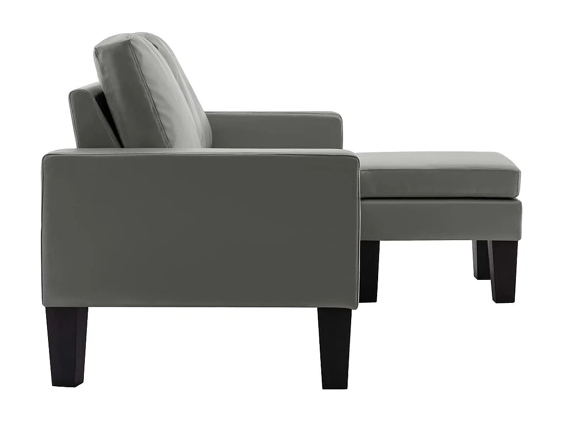 Sofá de 3 lugares com apoio de pés couro artificial cinzento