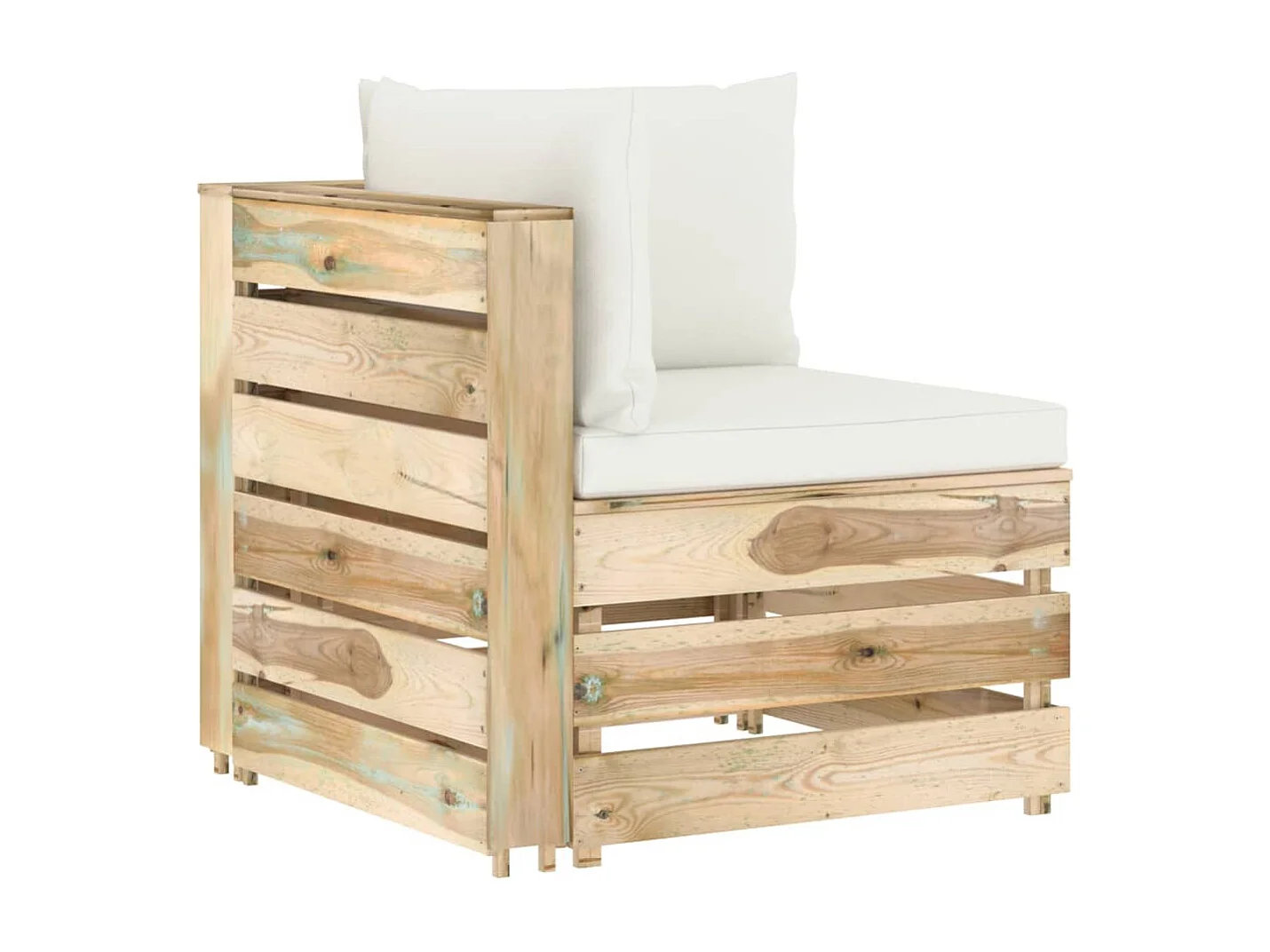 Modulares Ecksofa mit Kissen Grün Imprägniertes Holz