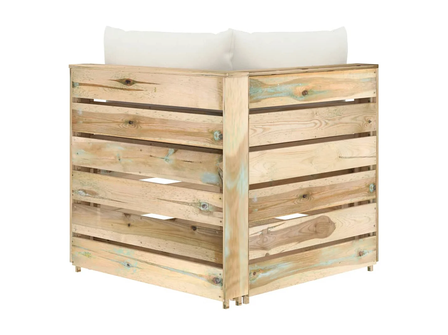 Modulares Ecksofa mit Kissen Grün Imprägniertes Holz