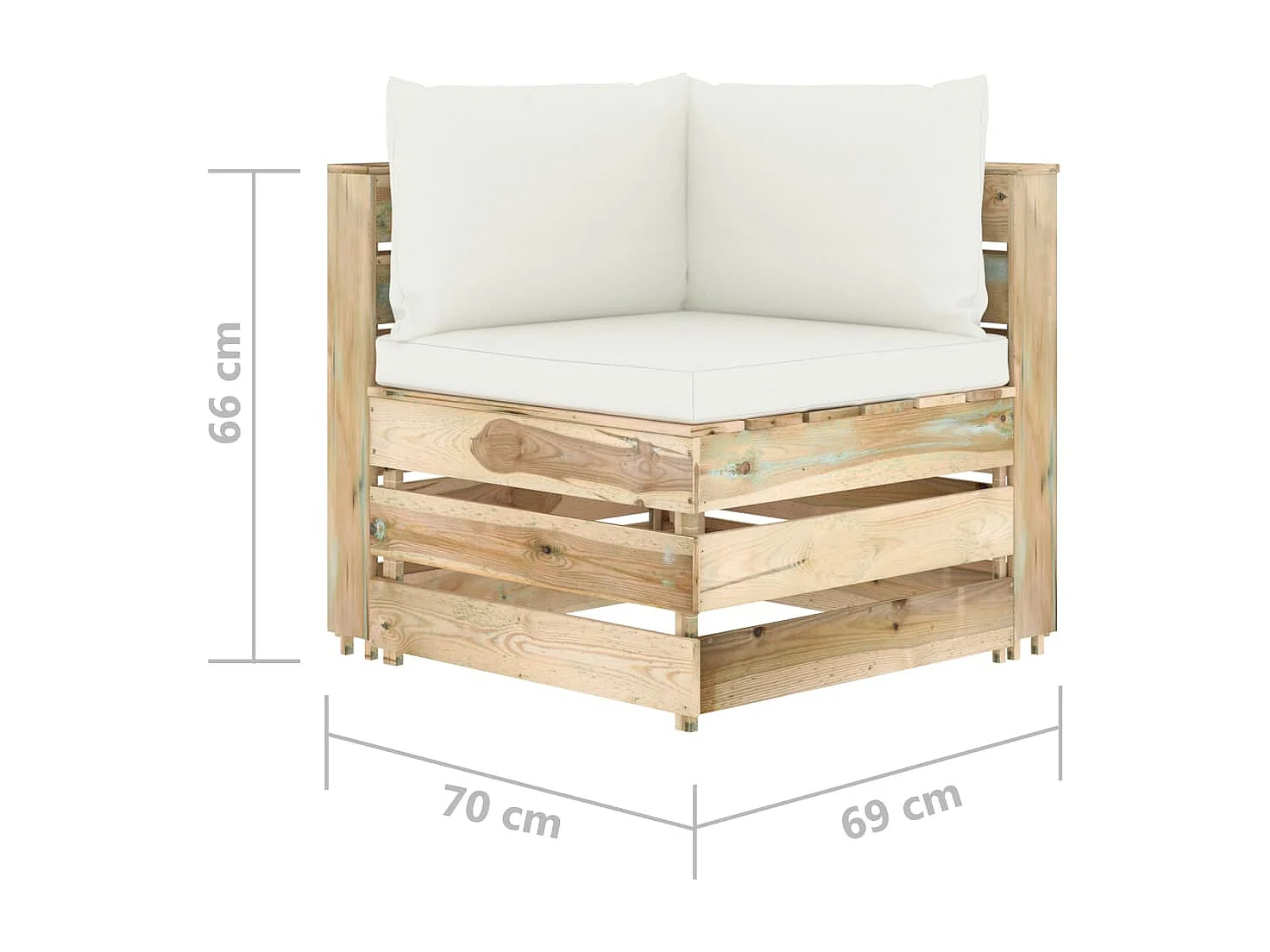 Modulares Ecksofa mit Kissen Grün Imprägniertes Holz
