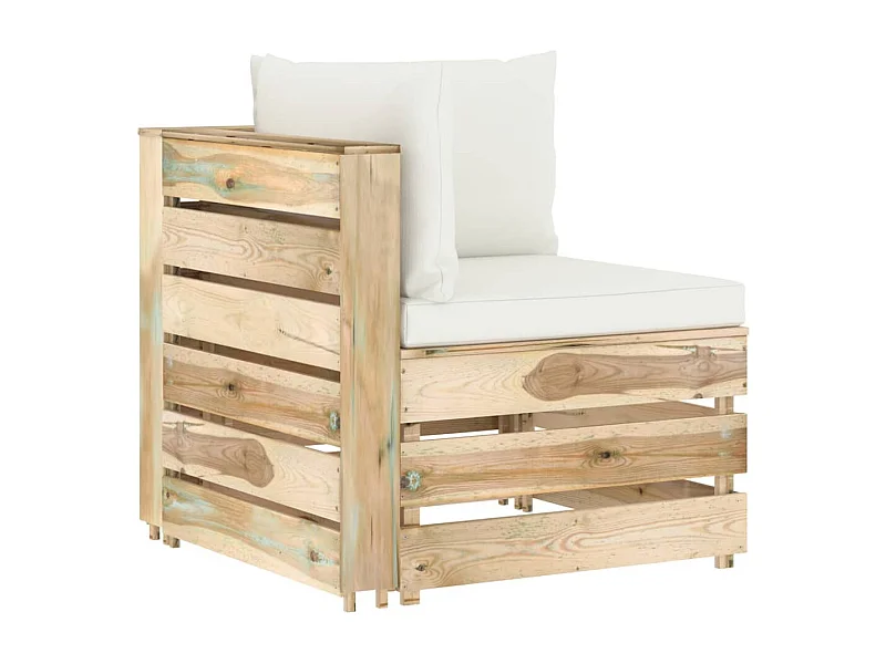 Canapé d'angle sectionnel avec coussins Bois imprégné de vert