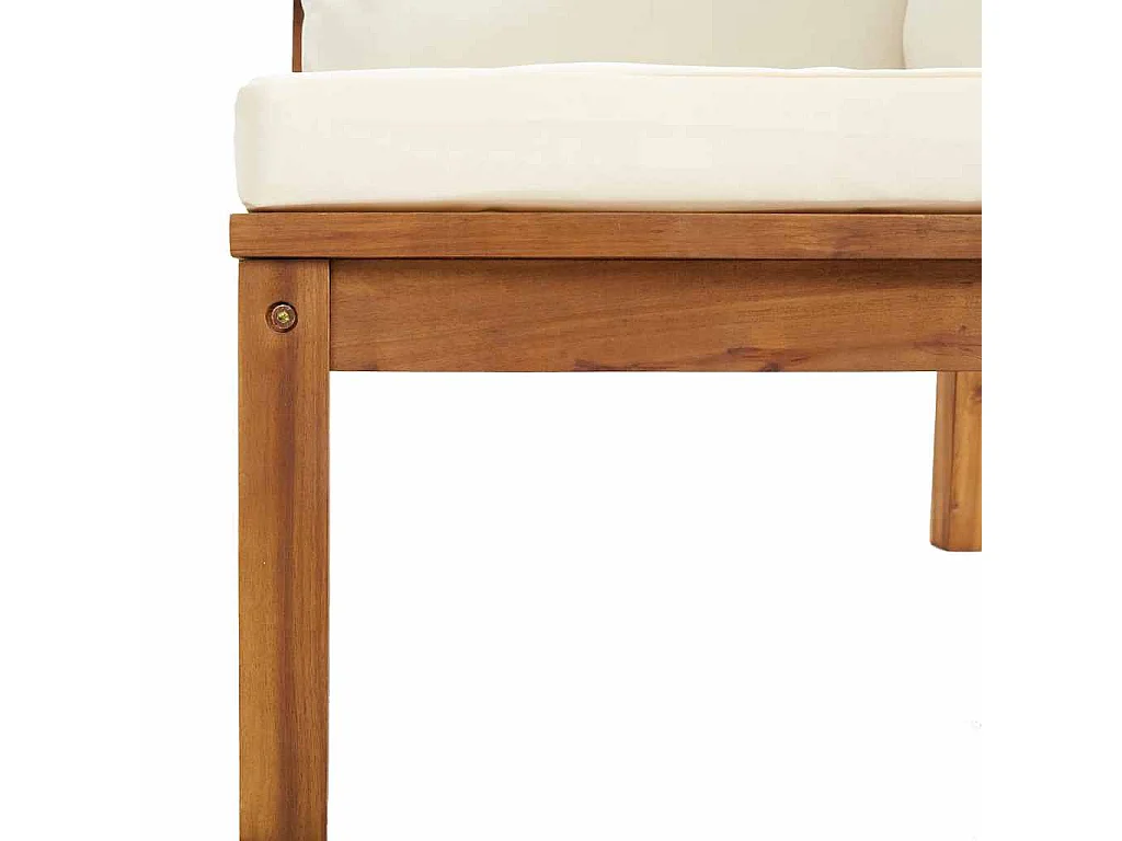 Modulares Ecksofa mit Cremeweißen Kissen Akazienholz