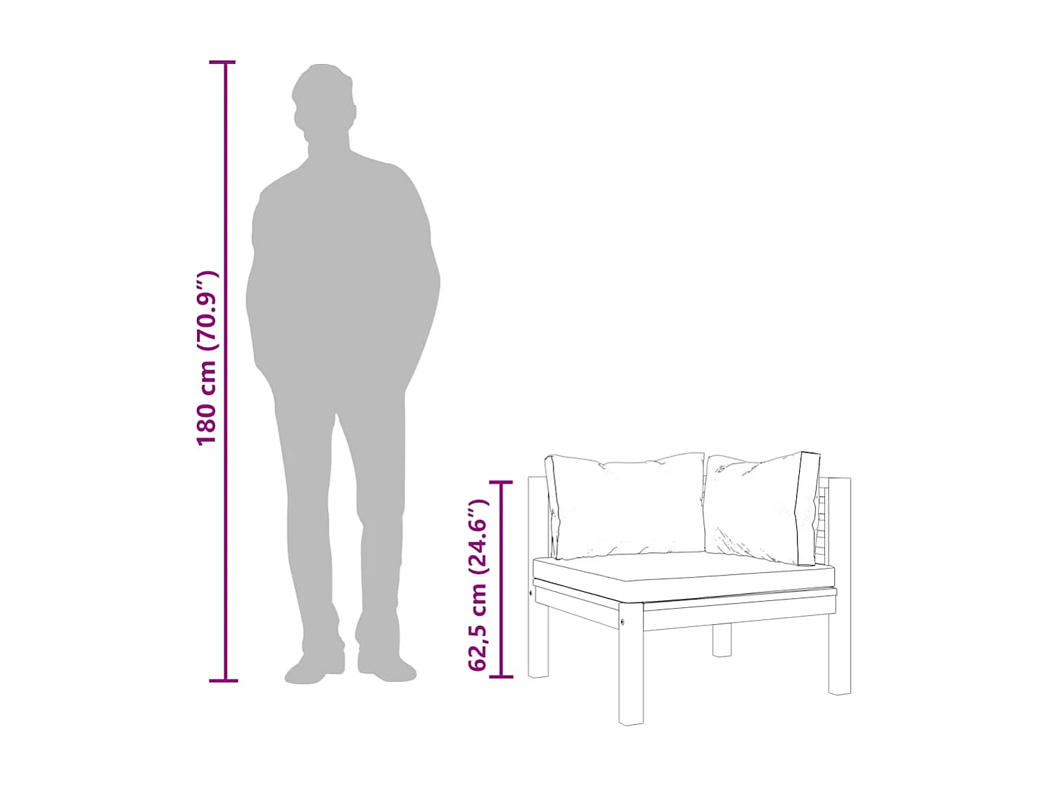 Modulares Ecksofa mit Cremeweißen Kissen Akazienholz
